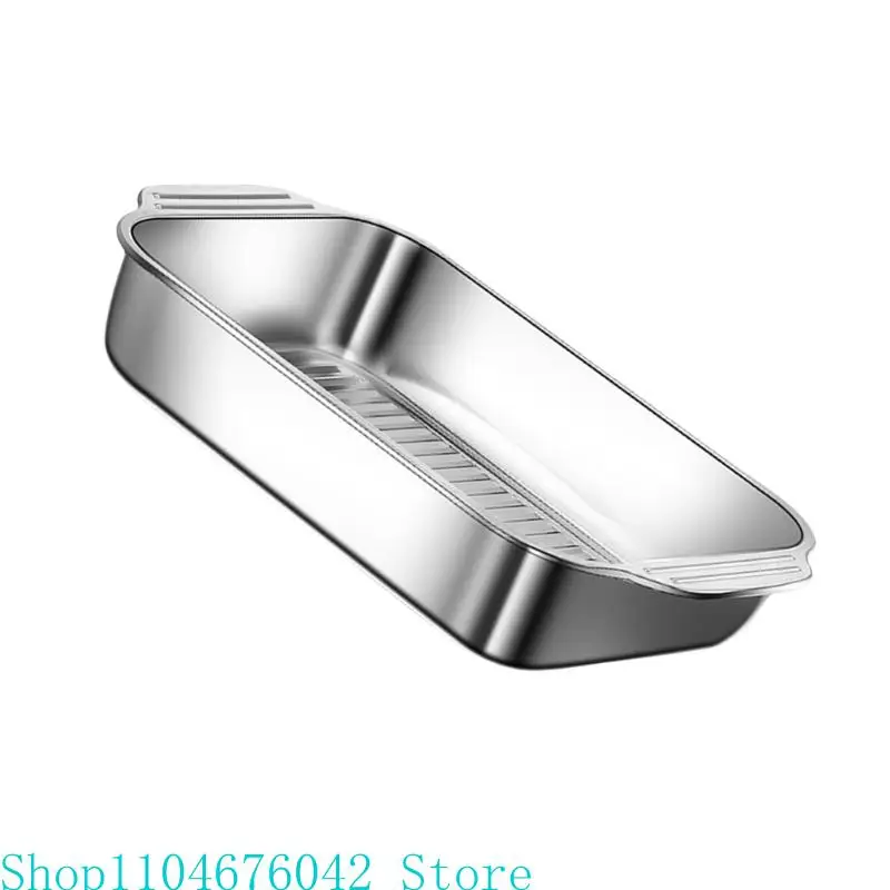 5asd Practical Stainless Steel Square Tray Elegant Silver Serving Platter Dishwasher Safe for Kitchen Use