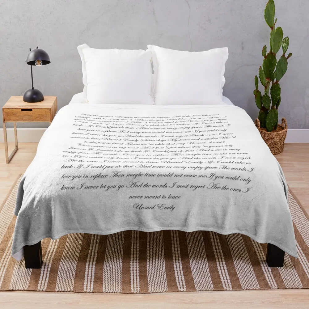 Unsaid Emily Lyrics Throw Blanket manga halloween Dorm Room Essentials Blankets anime funny manga kawaii fictional character gift throw blanket sherpa blanket bedding soft blankets