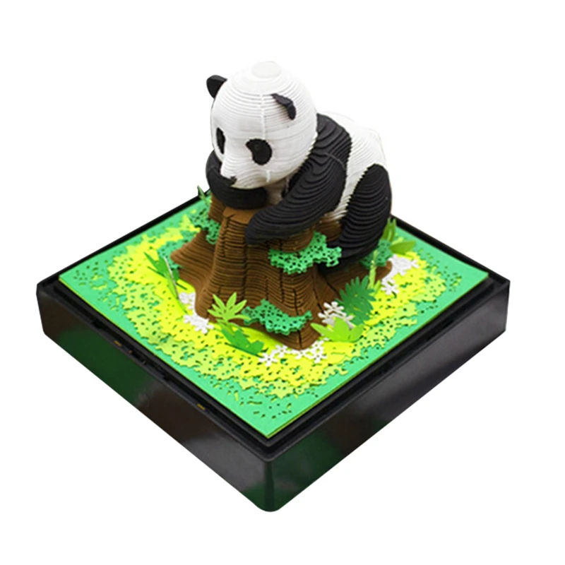 

3D Panda Calendar Paper Carving Art With Light Time Piece Calendar 2024 For DIY Gifts Desktop Decoration