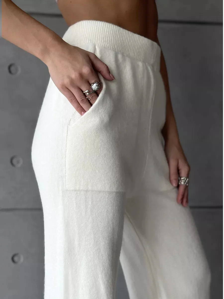 Knit Zipper Women's Pants Sets For Women Slim Lapel Long Sleeve Pullover And Patchwork Straight Legg 2 Piece-Set Winter