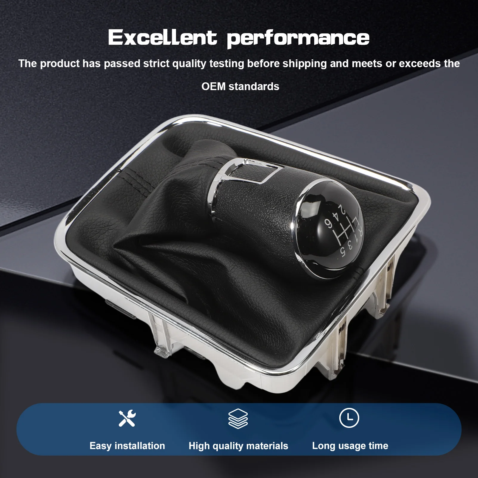 Copri Pomello Cambio Per VW Tiguan 2007-2011 – Manuale 6 Marce, In ABS E PU Nero, Antigraffio E Confortevole