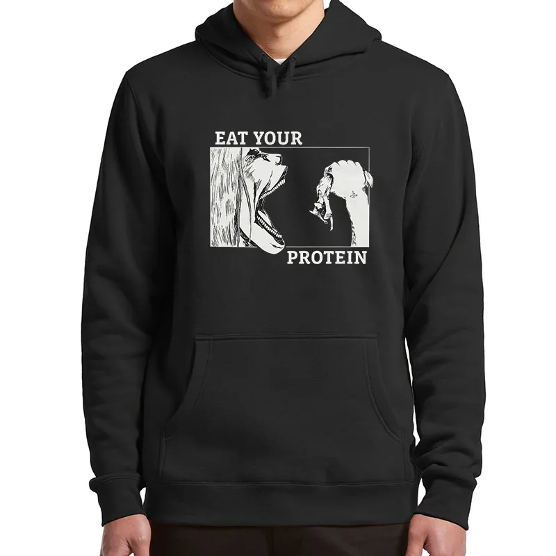 Eat Your Protein Hoodies Anime Gym Manga Jokes Retro Hooded Sweatshirt Unisex Casual Y2k Soft Pullover For Men Women