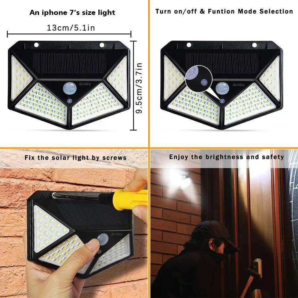 Solar Lights 16PCS Outdoor Waterproof Wall Lamp Motion Sensor Solar Powered Sunlight Street Light For Garden Porch Yard Garage
