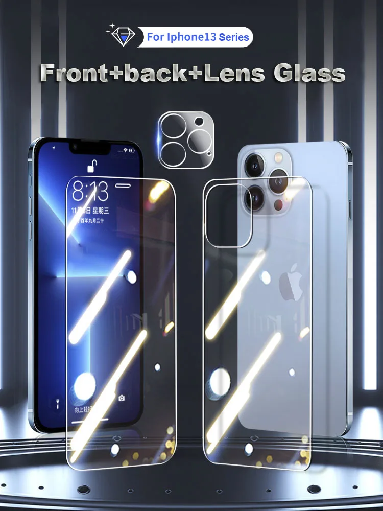 All-in-One Tempered Glass Protection Set with Transparent Screen Cover and Camera Lens Shield