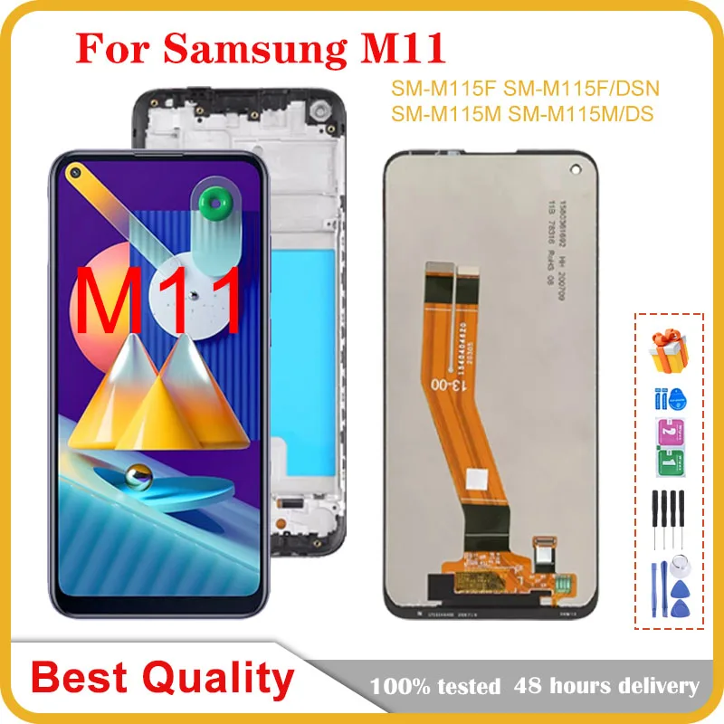 

6.4'' Original For Samsung Galaxy M11 LCD M115 SM-M115 M115F M115G/DS LCD Display Touch Screen Digitizer Glass Assembly Frame