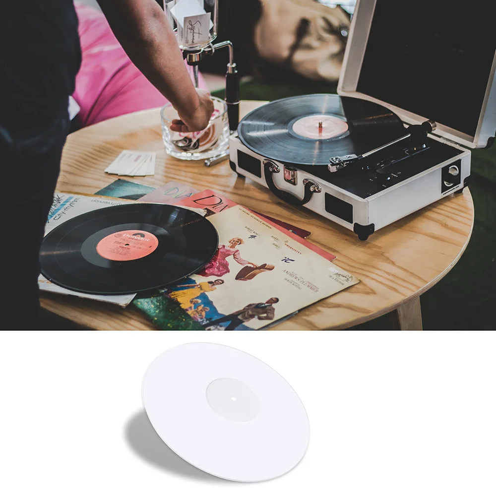 Turntable Acrílico Slipmat para Discos de Vinil lp 25 mm de Espessura Enhanced Bass Platter Mat 12 Branco - Image 4