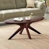 Office Coffee Table, 47" Wood Coffee Tabletop with Wood Frame,Oval Coffee Table for Living Room,Bedroom,47 Inch,Walnut Tabletop 1