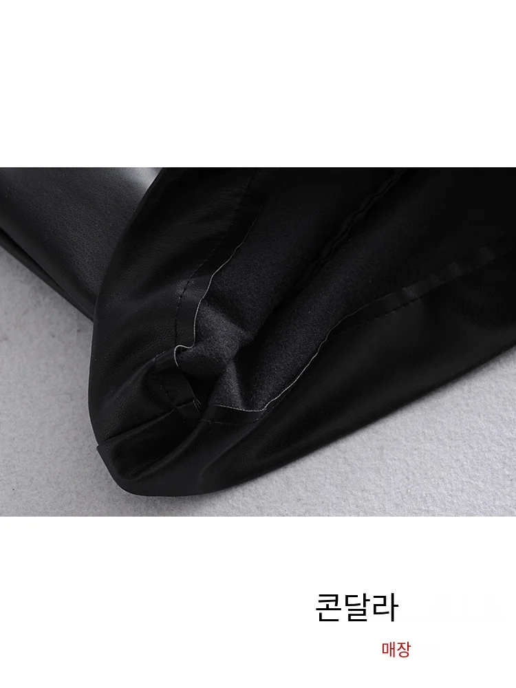 콘달라 2025 여성용 빈티지 PU 가죽 반바지 하이웨이스트 언디파인드 드레이프 팬츠 여성 오피스룩 반바지