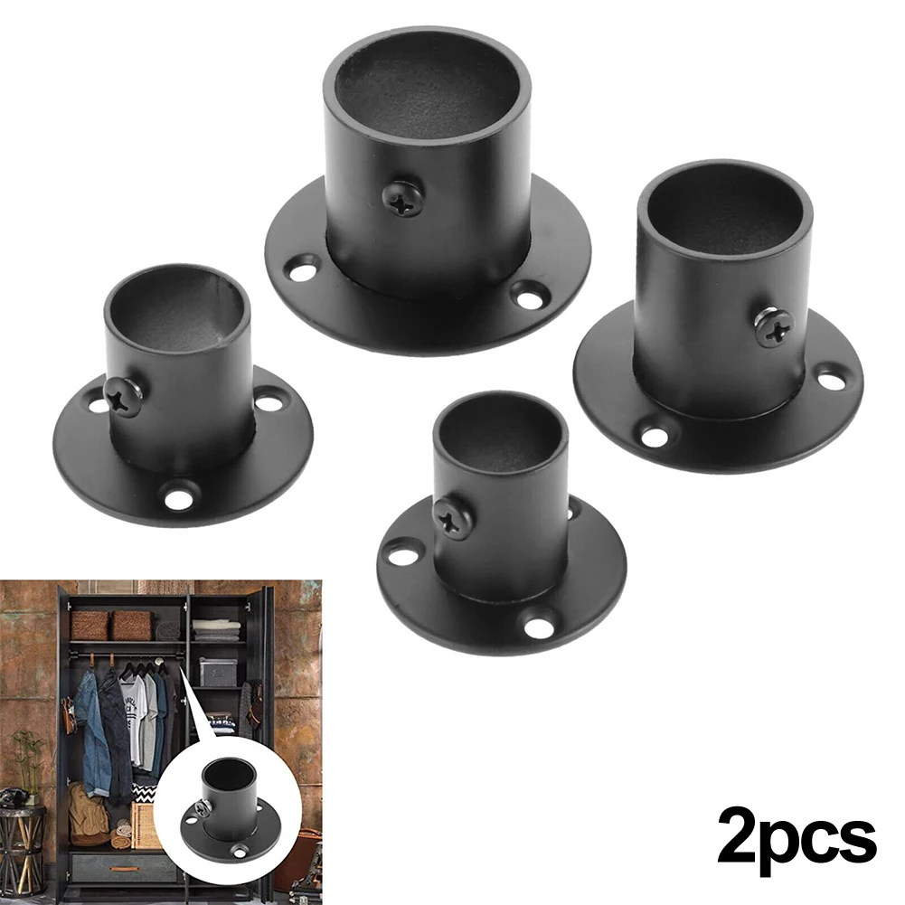 Tube Support Closet Bar Stands Wardrobe Hanging Rail Rod Pole Socket End Support Bracket 2Pcs 19-32mm