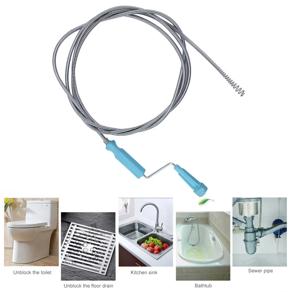 Drain Snake Bathroom Sewer Dredge Anti Clogging Tool Kitchen Sink Flexible  Metal Spring Tube Unblock Tool Home Cleaner