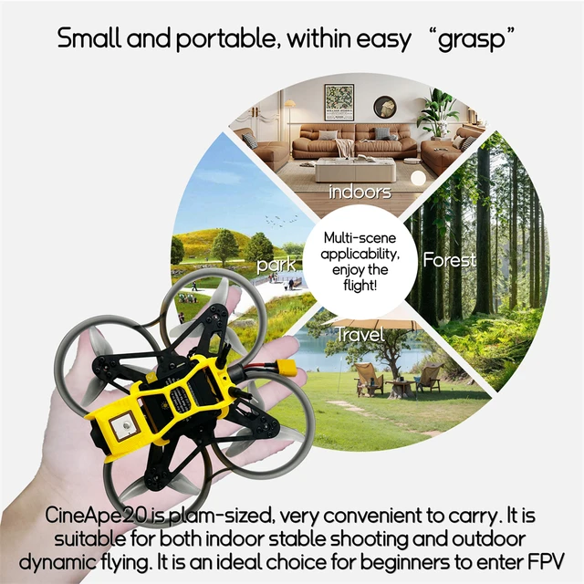 DARWINFPV CineApe20 90mm 3S 2 Inch Analog/Without DJI O3 Whoop FPV Racing Drone BNF with F411 15A ELRS AIO 5