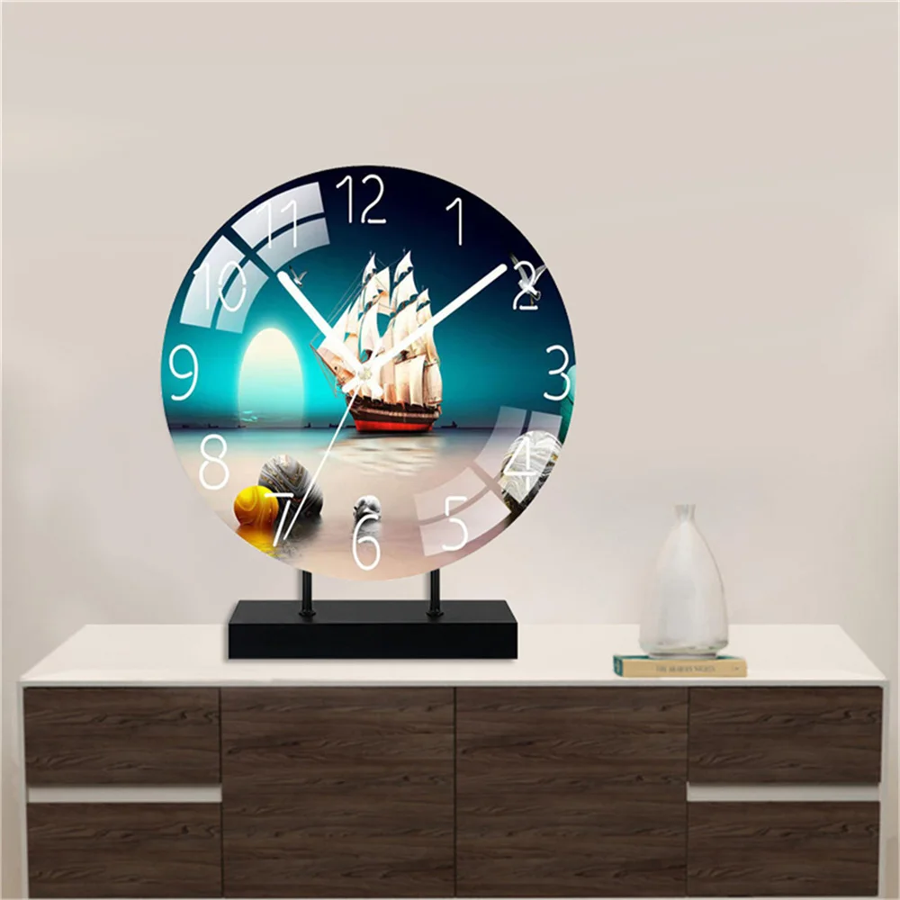 Glass Wall Clock Modern Design Landscape Light Luxury Colorful Art Reloj Pared Decorativo Clocks Living Room Bedroom Home Decor - 5