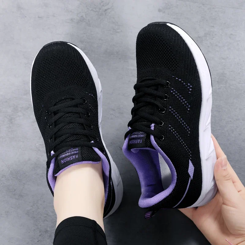 Women Flying Weave Breathable Non-Slip Casual Sneakers Four Seasons All-Match Running Shoes Ladies Comfortable Jogging Shoes