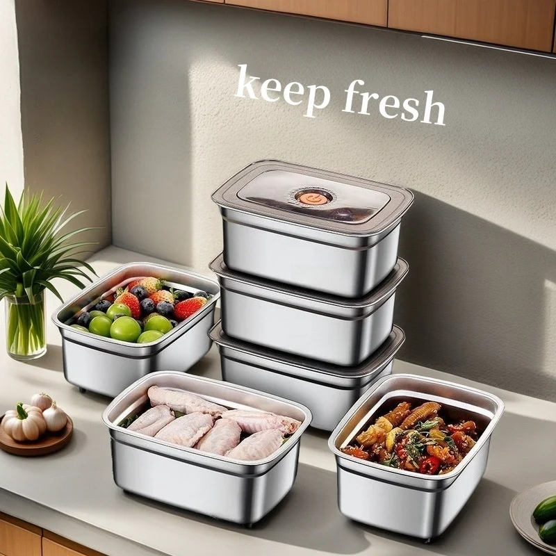 Storage box for refrigerator 316 stainless steel fresh-keeping box Stainless steel refrigerator storage Refrigerator Storage