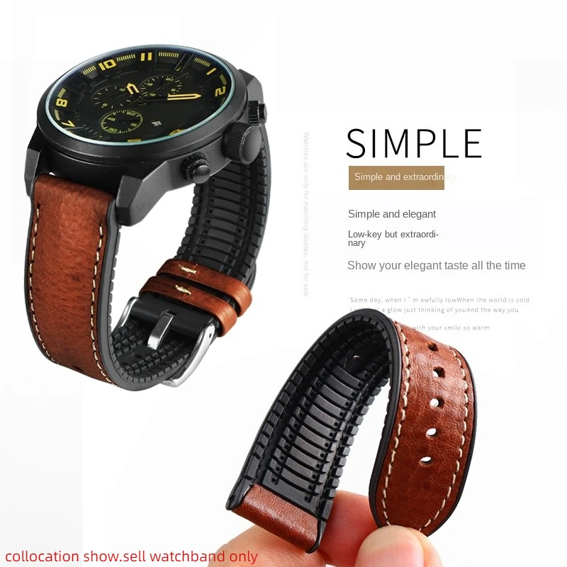 For Omega Iwc Breitling Seiko Citizen Italy Leather Watch Band Soft Waterproof Rubber 19Mm 20Mm 21M 22M 23Mm Men Strap Bracelet