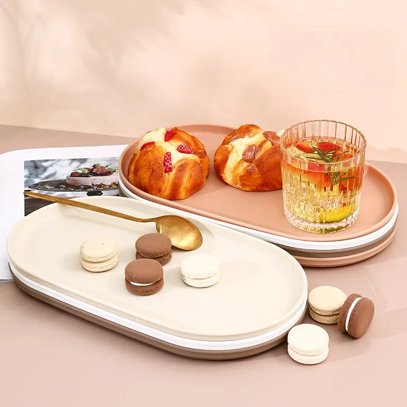 Stackable Oval Tray Nordic Style Storage Trays Dim Sum Fruit Dessert Tray Jewelry Storage Tableware Plate Kitchen Accessories 2