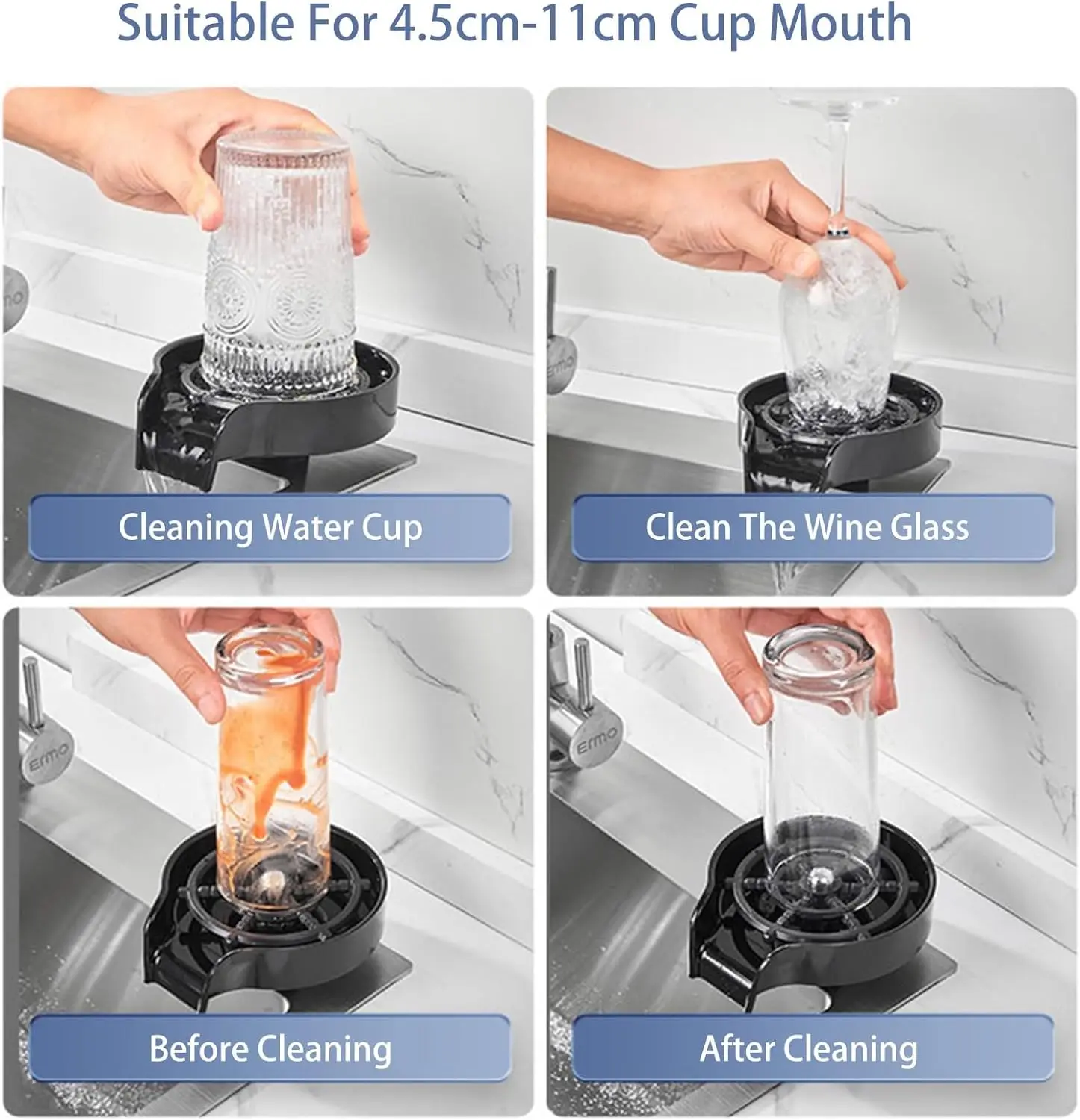 Faucet Glass Rinser Cup Cleaner Automatic Cup Washer Bar Glass Rinser Kitchen Tools for Beer Milk Tea Coffee Pitcher Cleaner