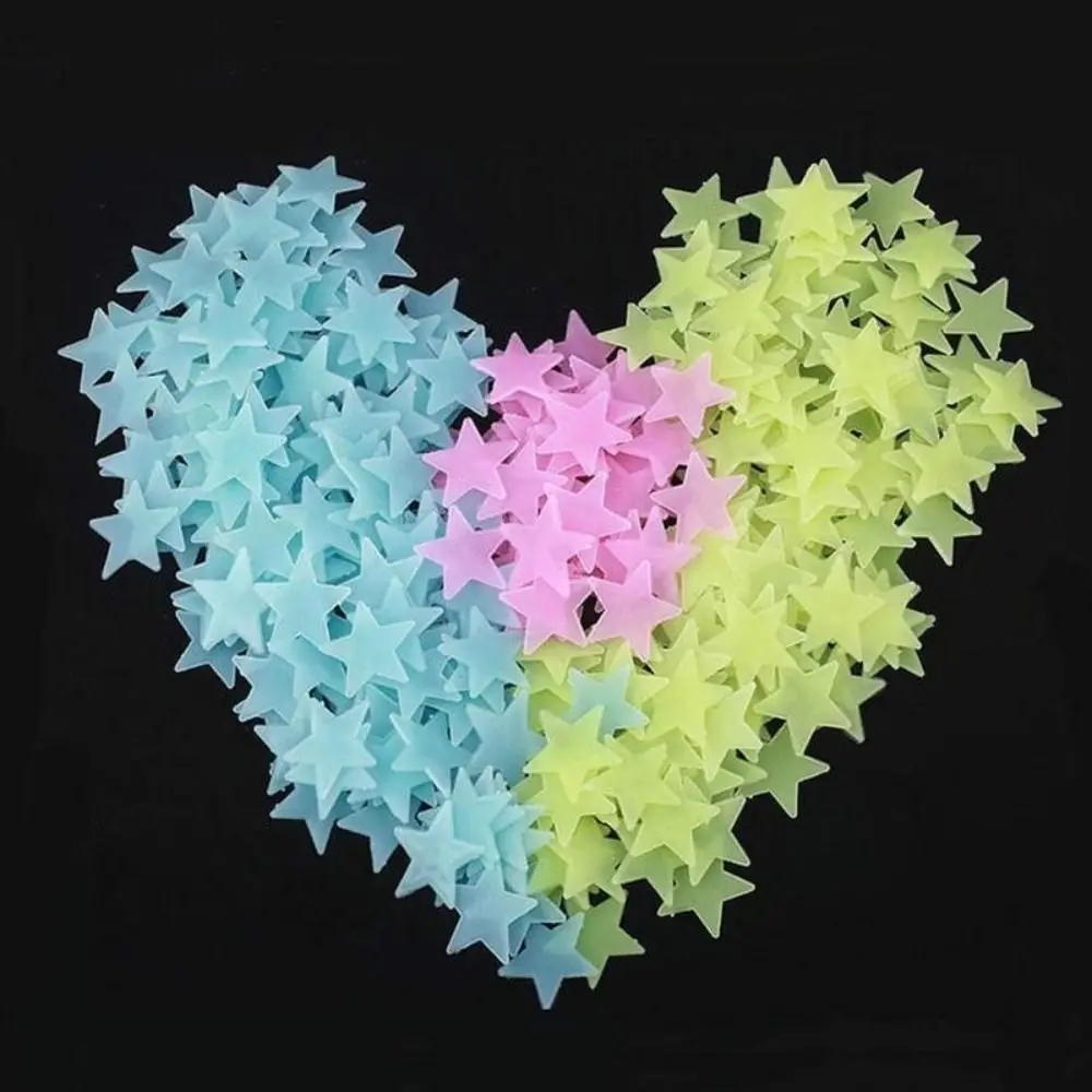 100Pcs/Set Glow In The Dark Luminous Wall Stickers Colorful Star DIY Wall Art Stickers Nursery Ornament