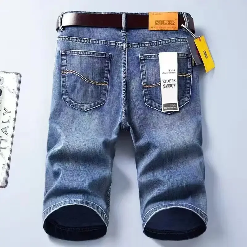 thumbnail image 1 of Pantalones vaqueros cortos para hombre, talla grande, medio oversize, pantalones cortos de mezclilla para hombre, bermudas largas, diseñador azul, lujo, oferta, moda coreana popular, 1 of 5