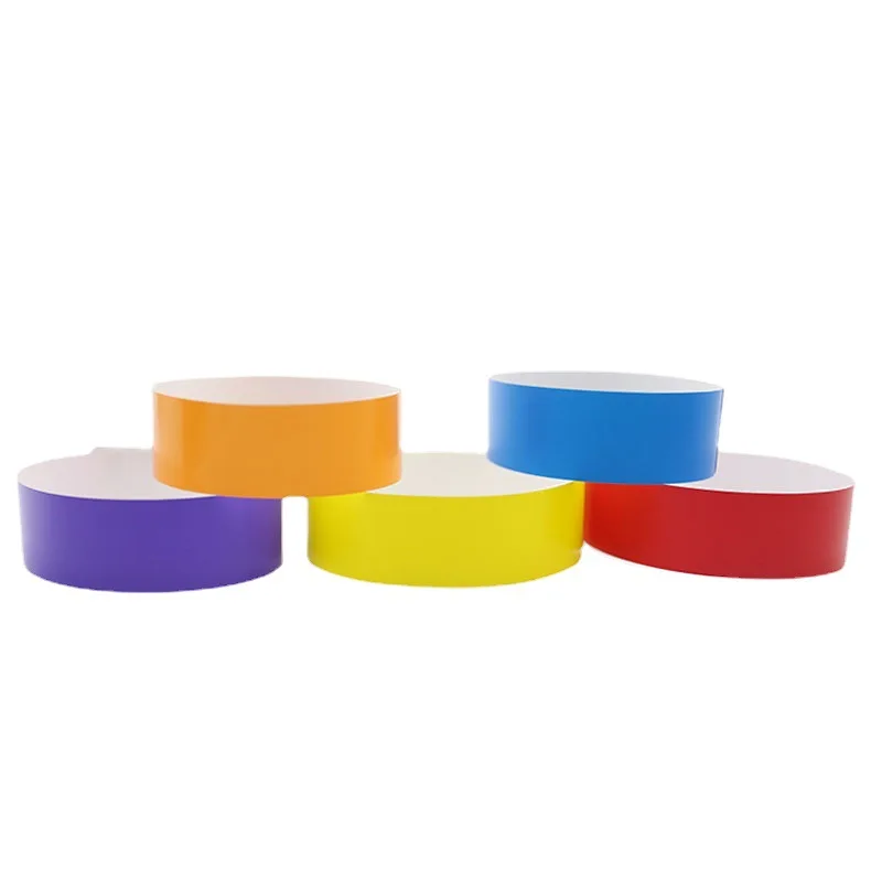100pcs Party Paper Bracelet Synthetic Paper Plastic Wristbands Sticky Wristband Print VIP Pattern Paper Card Party Wristbands