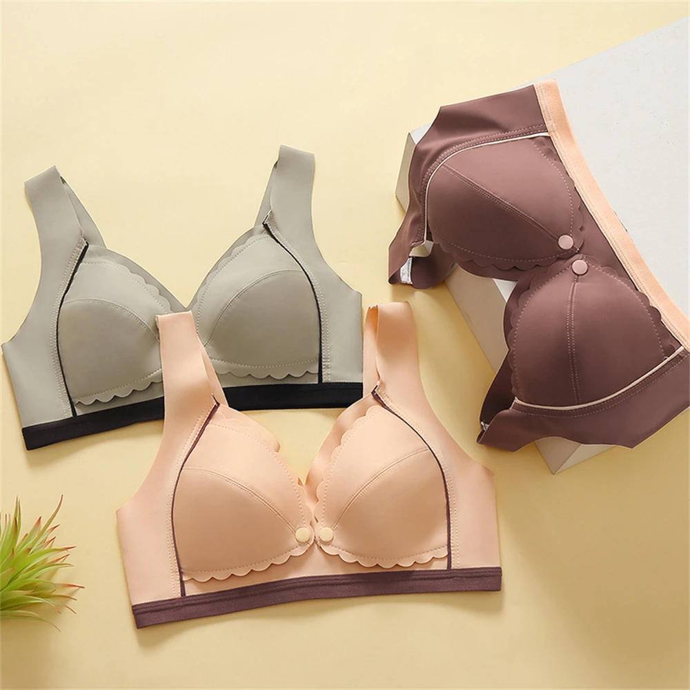 

Maternity Nursing Bras Front Closure Breast Bra Pregnant Women's Lingerie Ice-Silk Breathable Sexy Underwear Lady Gathering Bras