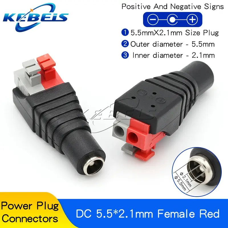 2/5/10PCS DC 12V Male Female BNC Connectors 5.5*2.1mm/2.5mm Welding-Free Power DC Plug Adapter Jack Sockets For LED CCTV Camera - Image 13