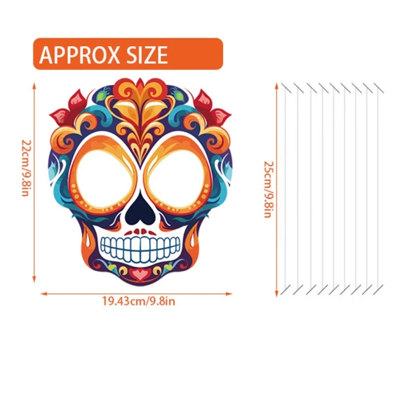 6Pcs Halloween Masks Party Masks Prop Mexicans Costume Scary Day of the Dead Skull Adult Cosplays Masquerade Props