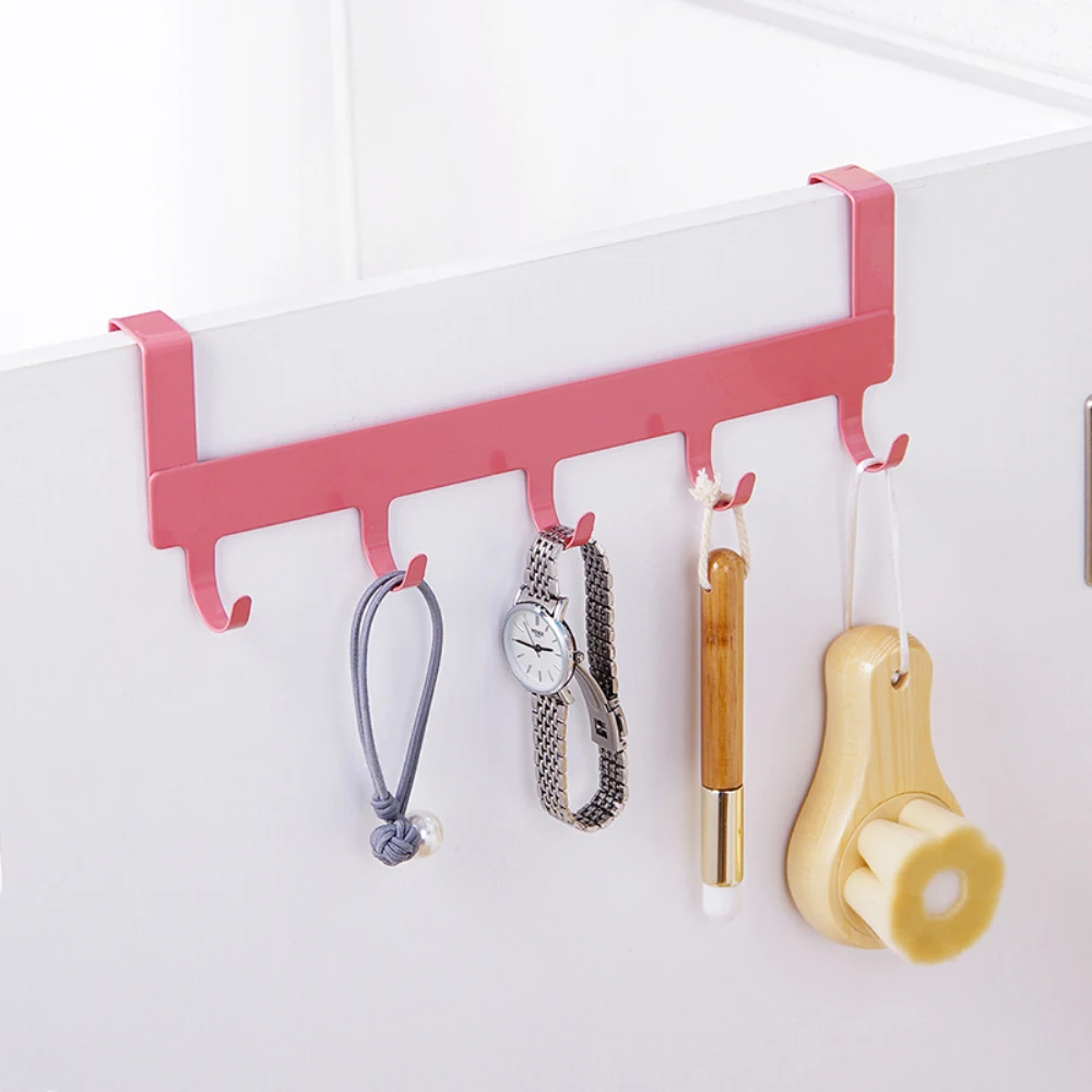 Door Hooks Hook Over The Door 5 Hooks Home Bathroom Organizer Rack Clothes Coat Hat Towel Hanger New Bathroom Kitchen Accessorie storage hook,door hook