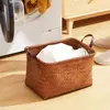 Brown Dirty Clothes Basket New 38cm Imitation Rattan Weaving Picnic Basket Portable Storage Basket Laundry 3