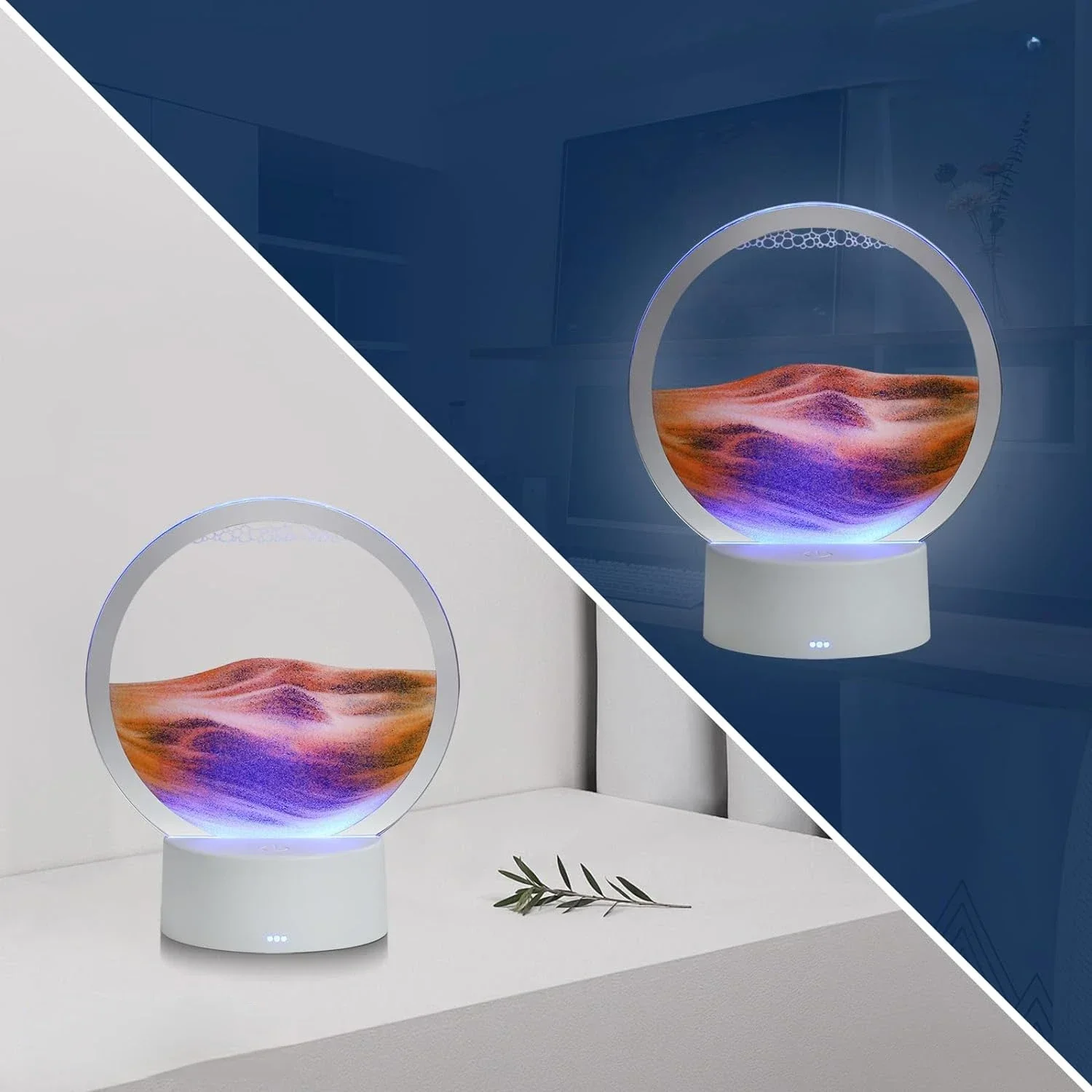 Quicksand Table Lamp, internet red hourglass decompression ornament 3D three-dimensional sand painting water painting colorful R 5