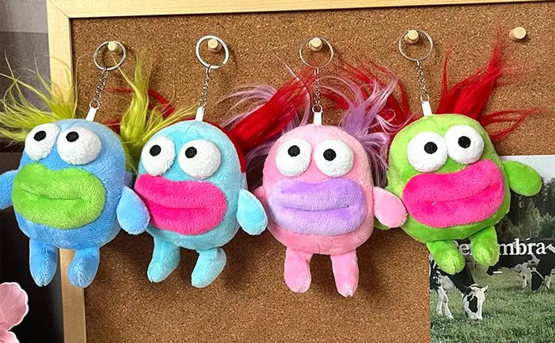 Stuffed Keychain For Women Novelty Keychains For Keychain School Bags Backpacks Cell Phone Sausage Mouth Pendant for women