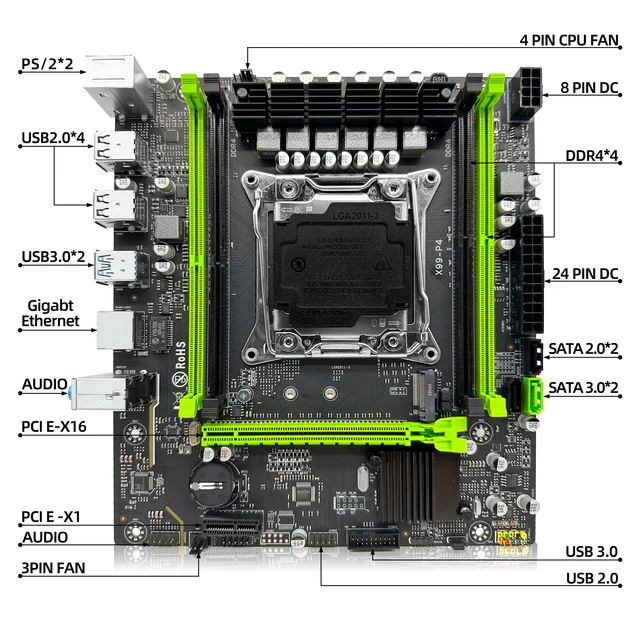 ZSUS X99 P4 Motherboard Set Kit With Intel LGA2011-3 Xeon E5