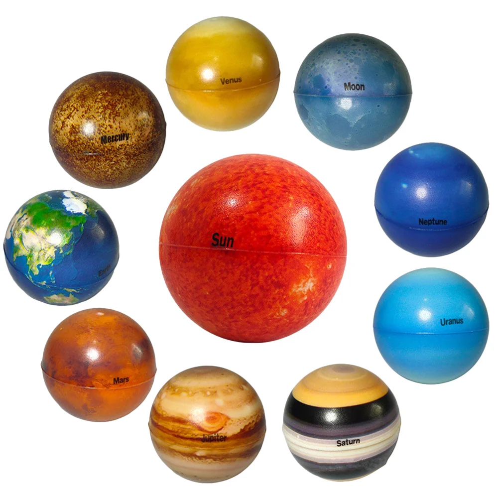 

10 Pcs Sponge Bouncy Ball Child Decompression Toys Planet Stress Balls Pu Solar System Model Kit