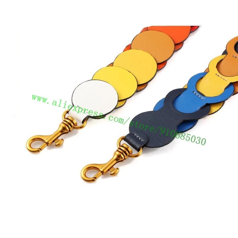 Colorful Rainbow Round Leather Bag Strap For Lady Handbag Women Purse Shoulder Carry Belt
