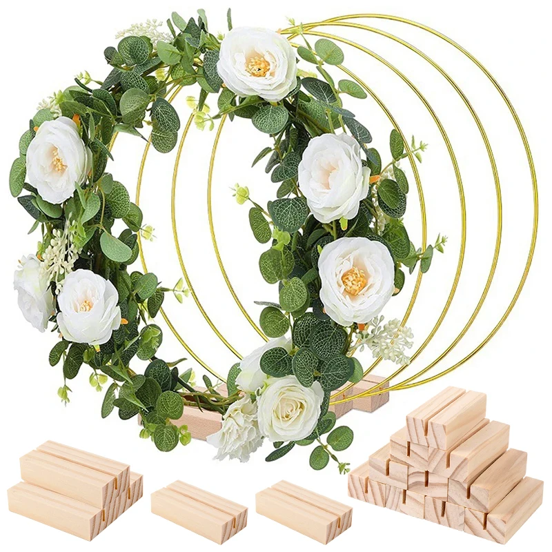 

10Pcs Floral Hoop Garland Wedding Centerpieces Card Holders Decor Table Decoration Lliving Room Accessories Bride Flower Wreath