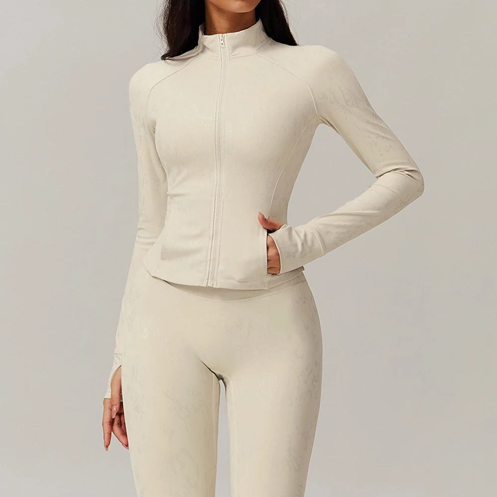 Women's Thumb Jackets New Long Sleeve Running Coat Yoga Gym Fitness Slim Fit zipper Tops Quick-Dry Breathable Sports Shirts