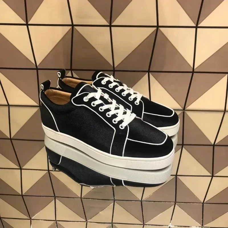 

Low Cut Red Bottom Shoes For Men Sneakers Luxury High Quality Trainers Driving Spiked Female Bar Black Velvet Genuine Leather