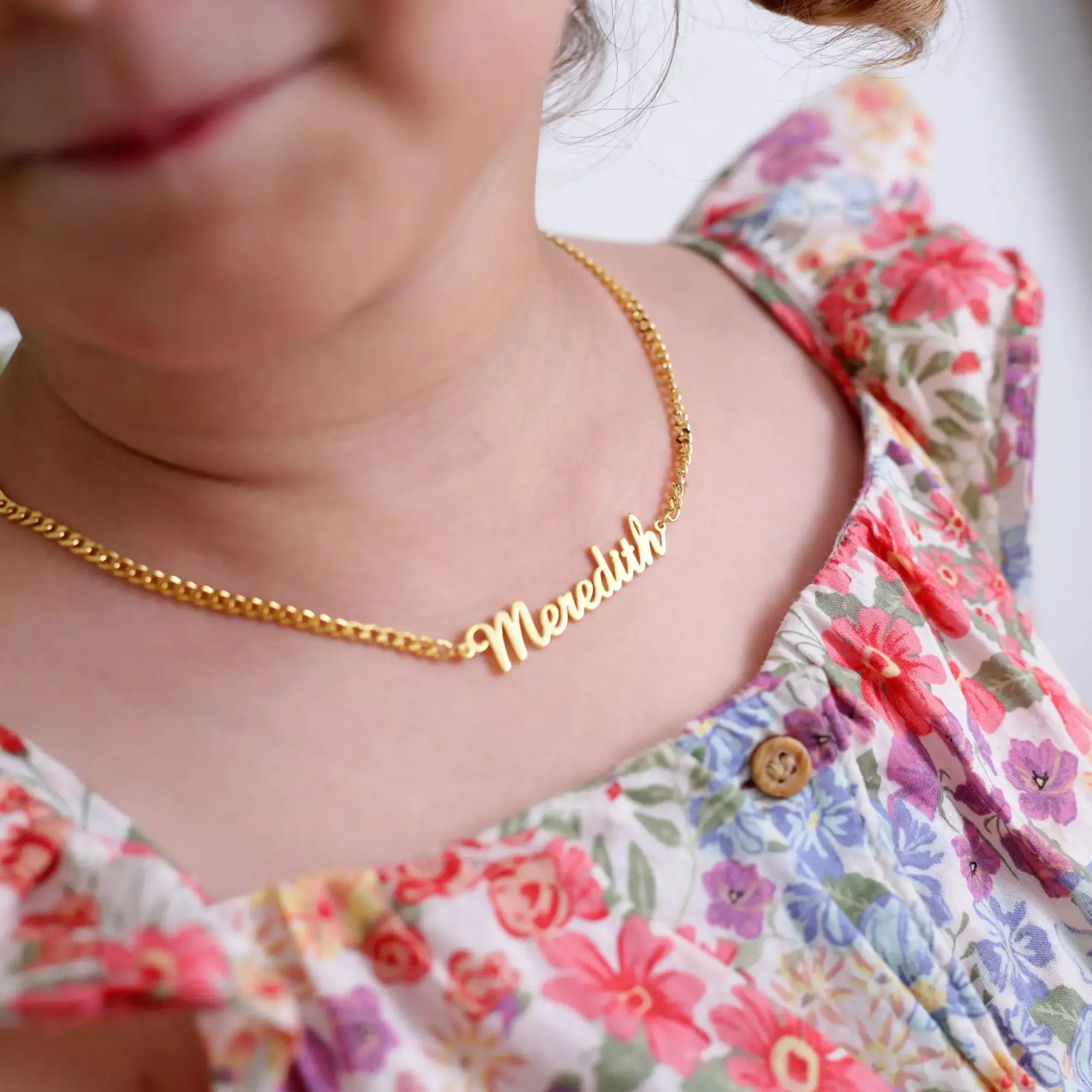 Personalized Child Name Necklace with Chunky Chain Customized Baby Name Necklace New Mom's Jewelry Gift Mother's Day Gift