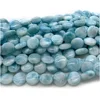 Veemake Natural Blue Larimar Flat Coin Disc Jewelry Making Loose Beads 08038 3