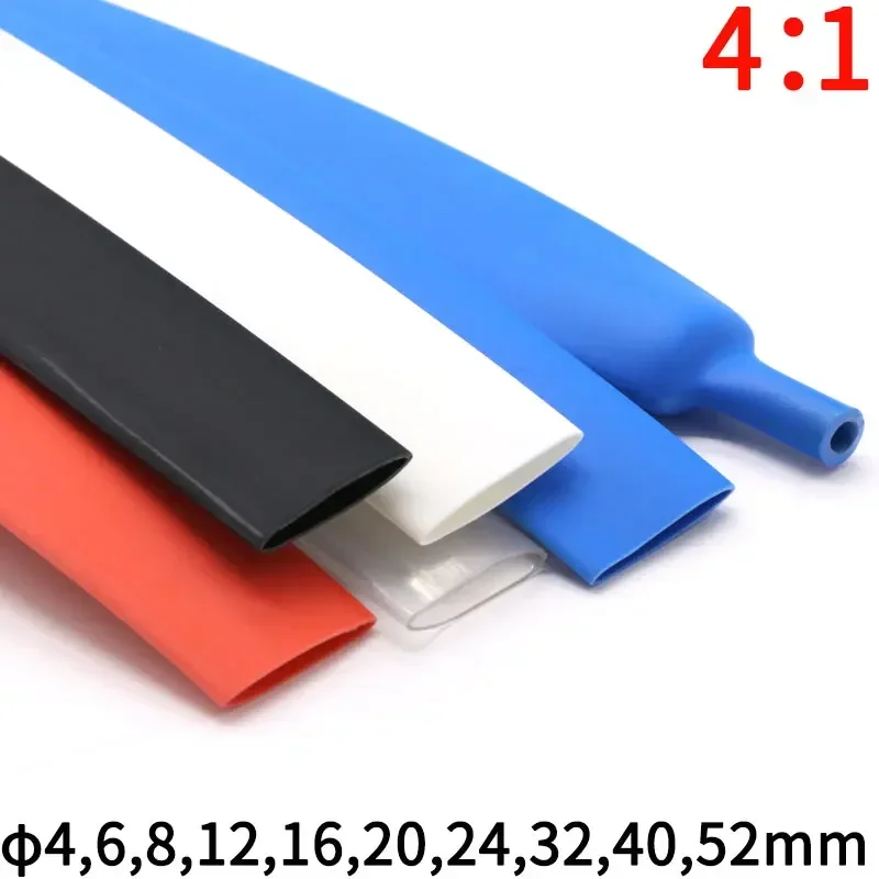 

1Meter Diameter 4 6 8 12 16 20 24 52mm Heat Shrink Tube with Glue Adhesive Lined 4:1 Dual Wall Tubing Sleeve Wrap Wire Cable kit