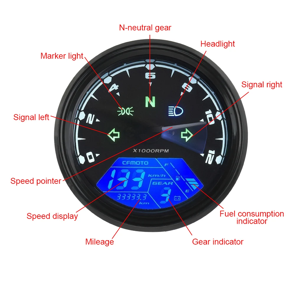 Motorcycle Speedometer, Odometer, Durable Universal Vintage Wear