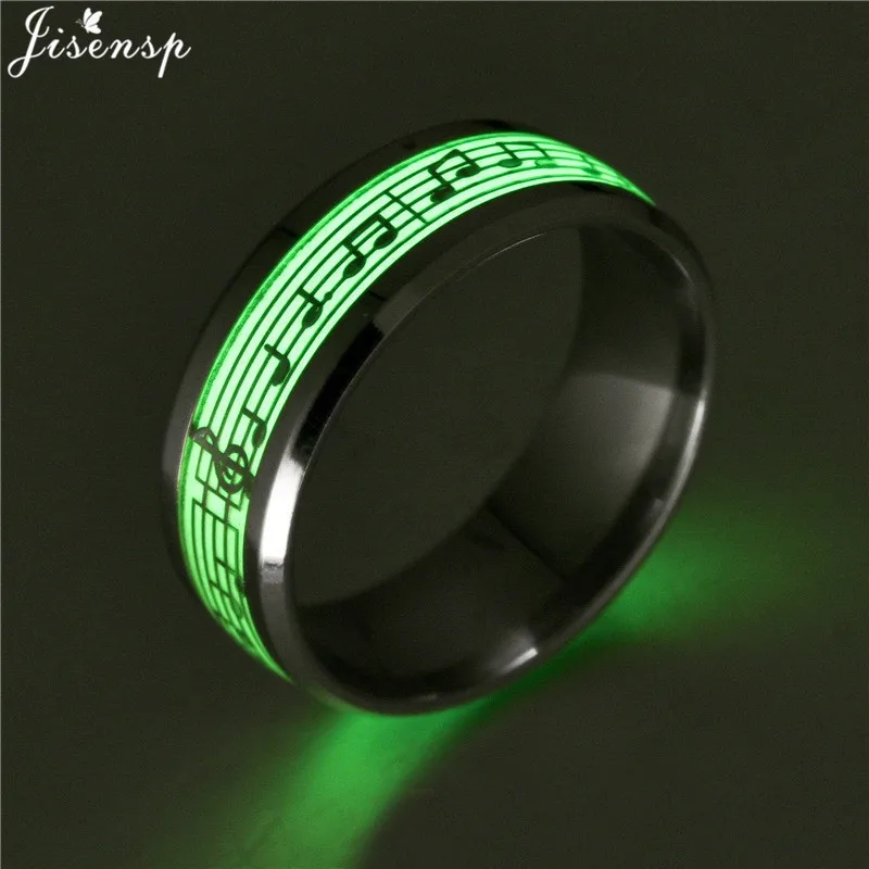 Stainless Steel Glowing In Dark Heart Finger Rings for Men Women Punk Music Dragon Luminous Ring Couple Jewelry Anel