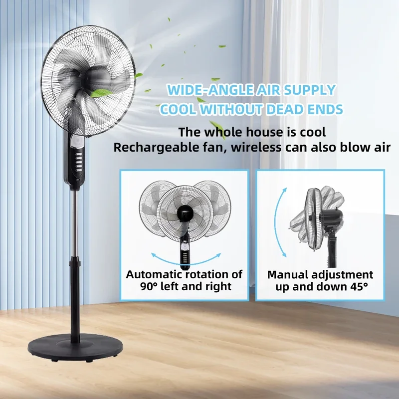 Ventilador portátil com painel solar, bateria e ventilador movido a energia solar, ventilador recarregável silencioso de 3 velocidades para acampamento em casa, quarto 2