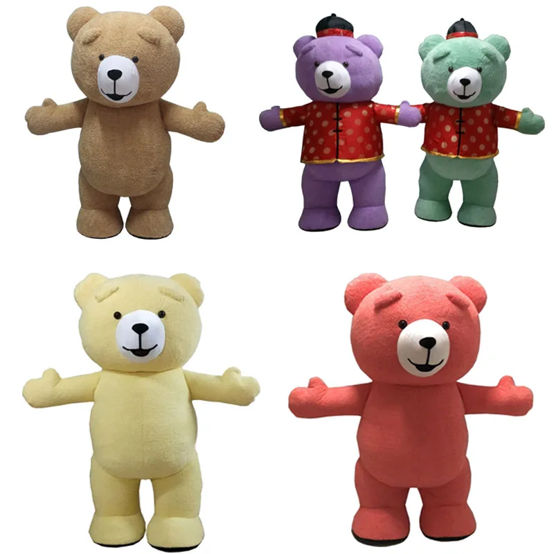 

1.95m Fur Teddy Bear Mascot Inflatable Costume Suit Cosplay Party Game Dress Outfits Advertising Carnival Halloween Xmas Adult