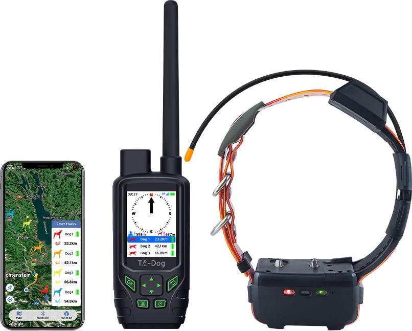 

Waterproof dog gps tracker collar with training function and Barking sound monitoring for hunting dogs