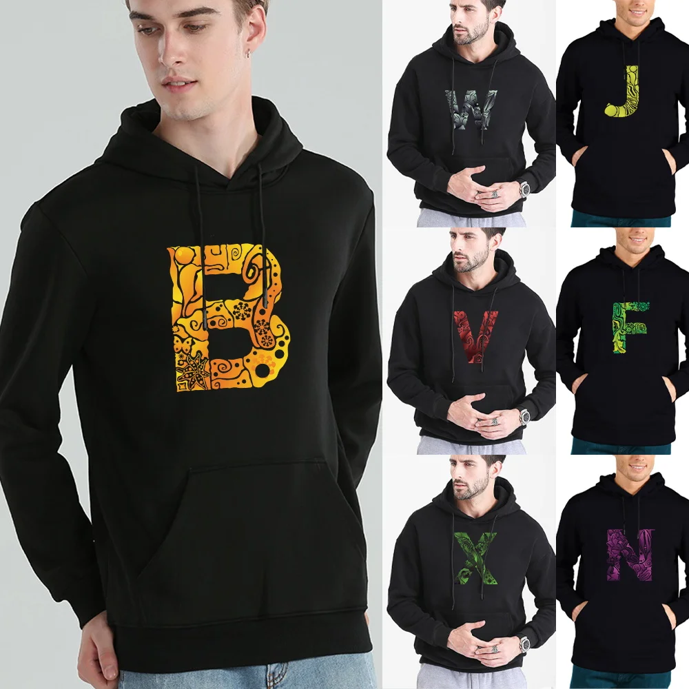 Men's Casual Hooded Sweater Shirt Trend Hoodie Sweatshirt 2023 New Women Letter Long Sleeve Fashion Solid Color Printed Hoodie