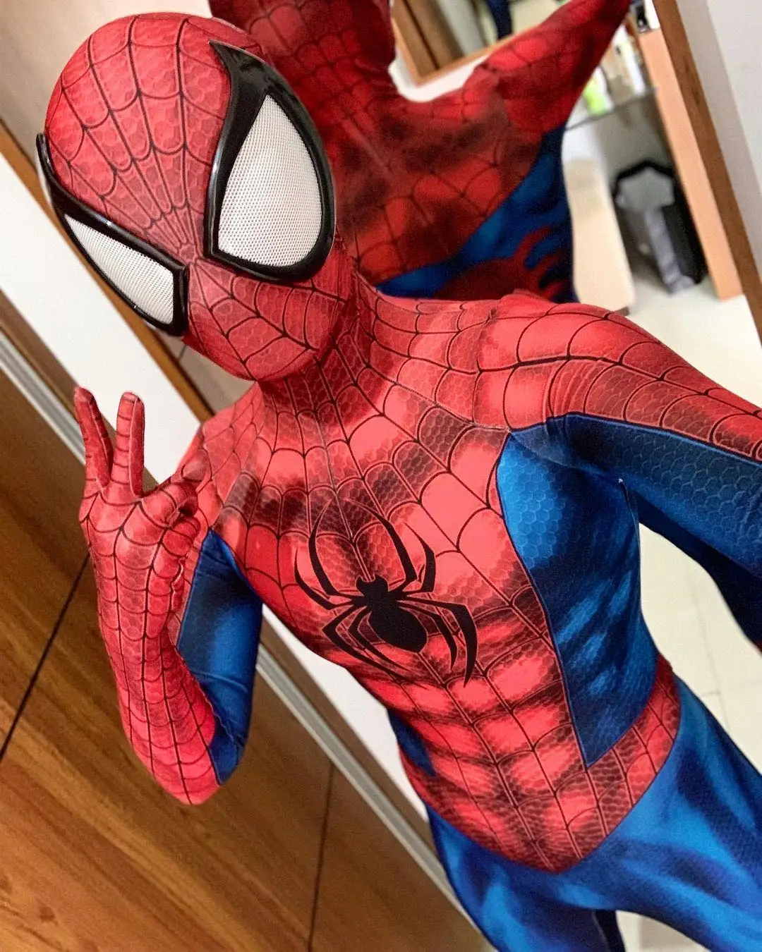 thumbnail image 1 of Disfraz clásico de Spiderman de Peter Parker, disfraz de Cosplay BigLens con estampado 3D de Spandex Zenzai, disfraz de Halloween para adultos y niños, 1 of 5
