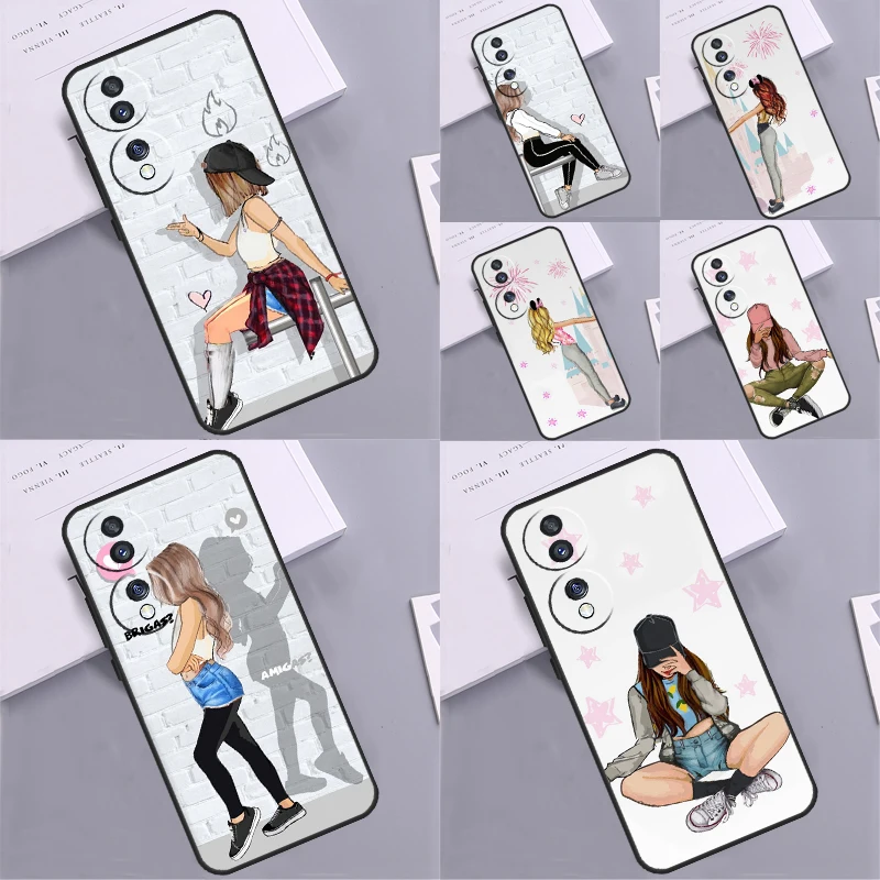 Bff Cute Girl Best Friend Coppia Custodia Per Honor X6 X7 X8 X9 X8A X9A X7A X6A 90 70 50 Lite Honor Magic 5 Lite Pro 8X 9X Cover