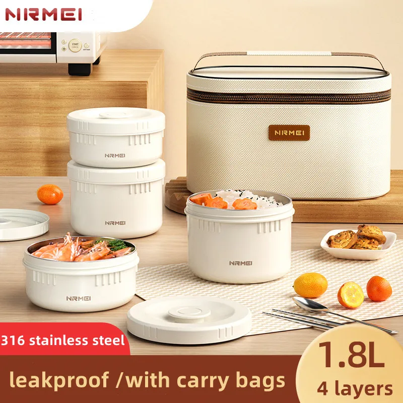 NrmeiThermalBentoLunchBoxPortableInsulatedLunchContainerWith