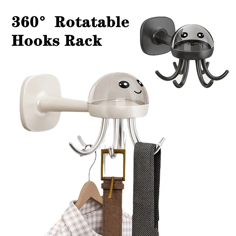 

Multi-Purpose Hooks 360° Rotatable Hanging Rack Punch-free Kitchen Utensil Storage Six-claw Hooks Key Holder Bathroom Organizer